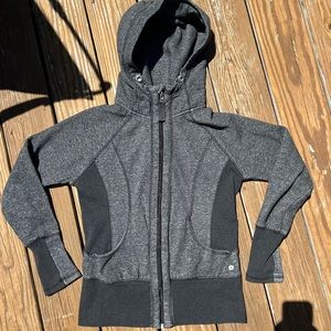Zip up hooded athleisure wear jacket